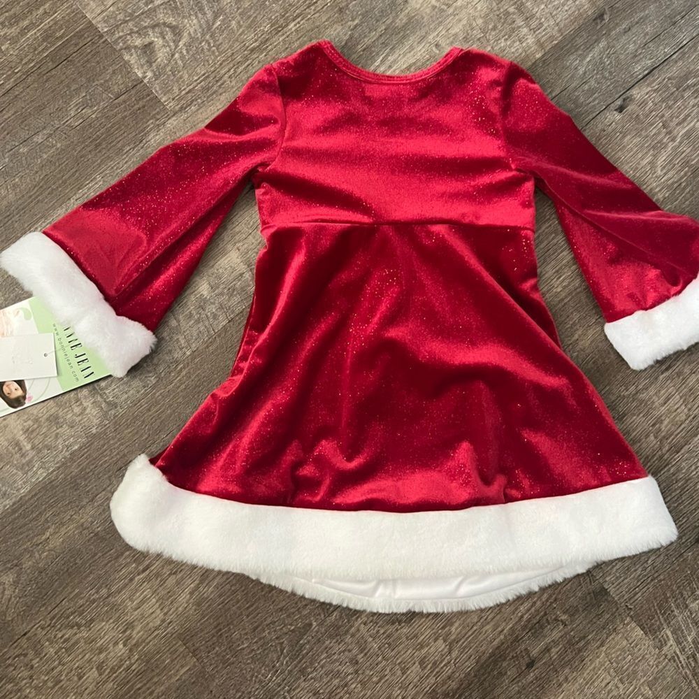 Bonnie Jean Smocked Santa Dress-Size 2T - Picture 2 of 5